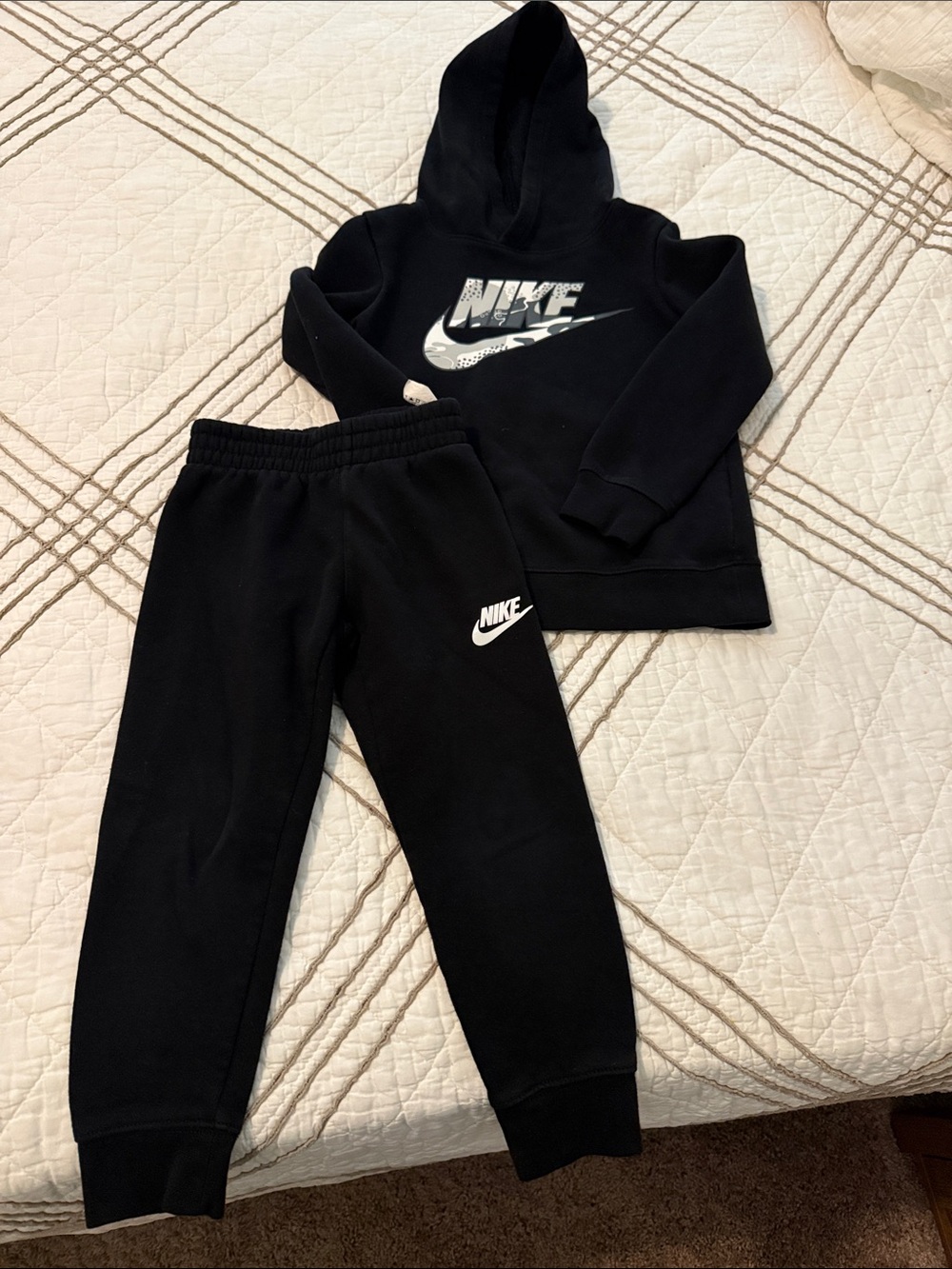 Nike Black Kids Hoodie and Joggers Set with White Logos